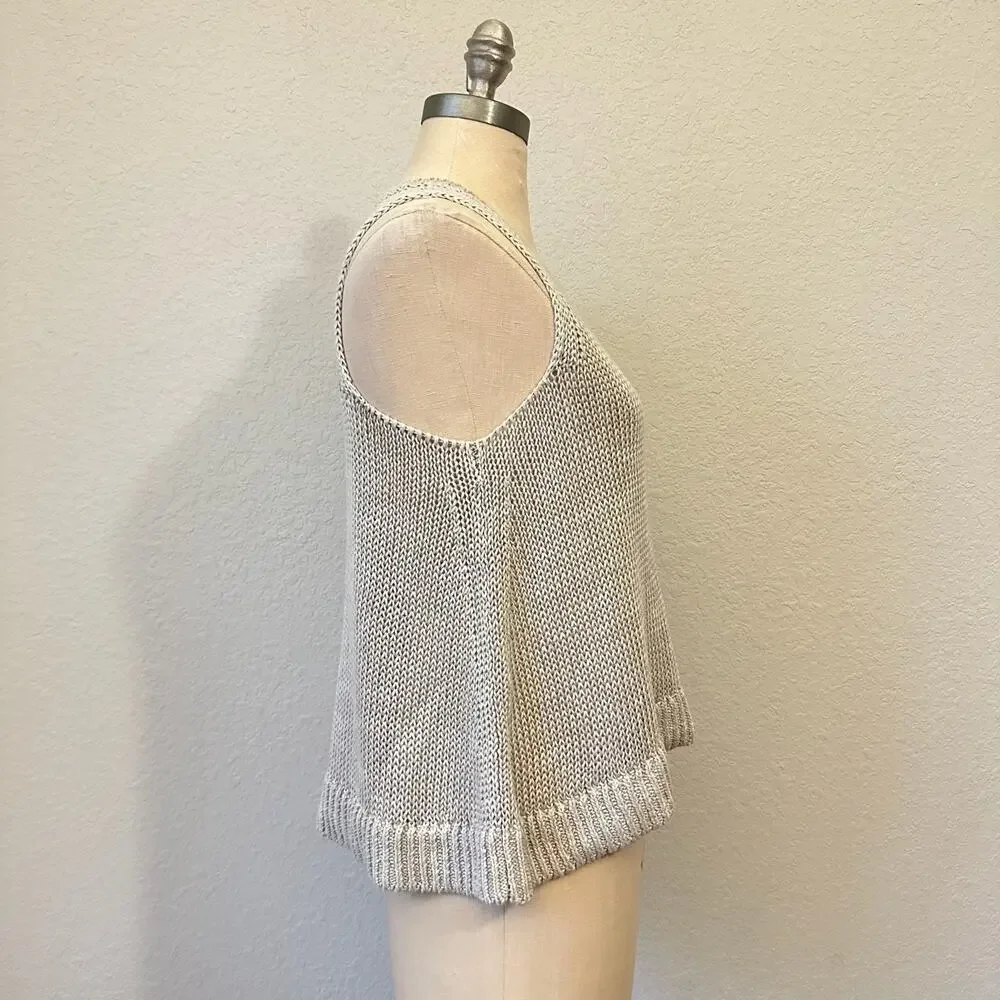 BANANA REPUBLIC Sweater Tank Beige Heirloom Linen Open Knit Pullover NWT - Picture 4 of 9